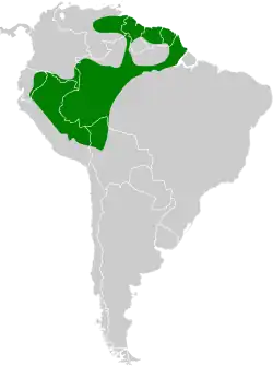 Distribución geográfica del verdillo pechilimón.