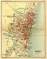 Ciudad presidencial de Madrás en un mapa de 1908. Madrás se estableció como Fort St. George en 1640.
