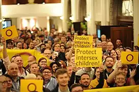 Participantes de la conferencia ILGA-Europa 2018 en el Día de la Conciencia Intersex, 2018