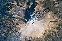 Vista satelital del Popocatépetl.