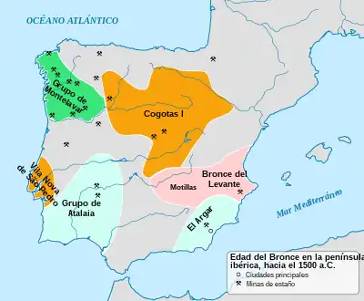 Culturas de la Edad del Bronce c. 1500 a. C. en la península ibérica.