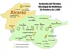 Anexión de La Alfera, Las Ánimas y El Quejigal (octubre de 1860)