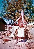 Luchador indio ejercitándose cerca de Varanasi, 1973