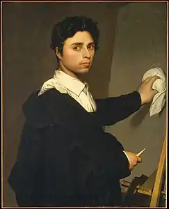 Copia del autorretrato a los veinticuatro años atribuido a la señora de Gustave Hequet con retoques por Ingres, antes de 1851 Metropolitan Museum of Art.