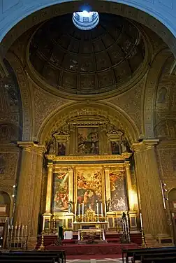 Retablo mayor de la iglesia de la Anunciación (Sevilla), donde intervinieron Alonso Matías, Antonio Mohedano, Juan de Roelas y Martínez Montañés entre otros (1604-1624).