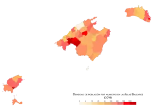 Densidad de población por municipio (2018)