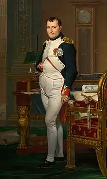 Napoleón Bonaparte, primer esposo de María Luisa por Jacques-Louis David en 1812.
