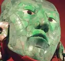 Máscara mortuoria de jade del ahau Pakal “el Grande” en el Museo Nacional de Antropología en la Ciudad de México.