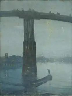 Vista nocturna azul y dorada: Puente Old Battersea, obra de Whistler  (hacia 1872-1875).