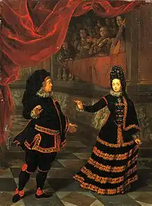 Los electores del Palatinado bailando en traje español, por Jan Frans van Douven (1695), Palacio Pitti, Florencia