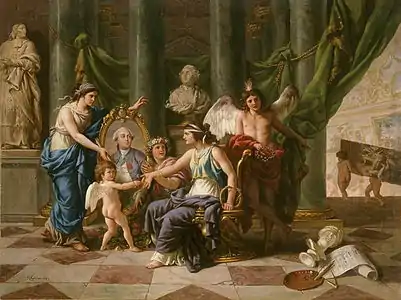 Alegoría relativa a la creación del Museo en la gran galería del Louvre (1783), París, Museo del Louvre.