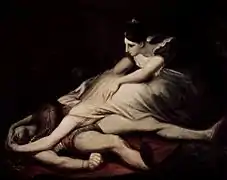 "Krimilda llora el cadáver de Sigfrido". Johann Heinrich Füssli,  1817.