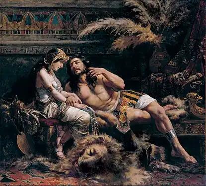 Sansón y Dalila, gran óleo sobre lienzo pintado por Echena en 1887 (Museo de Bellas Artes de Bilbao.