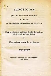 Informe de la "Diputación Provincial de Navarra" al Congreso de los Diputados (1820)