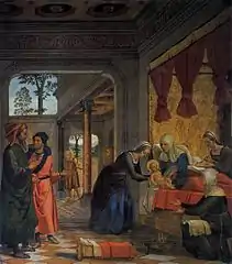 El nacimiento de la Virgen, de Juan de Borgoña.