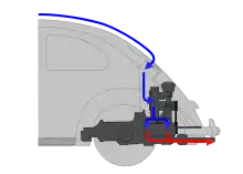 Ilustración de la refrigeración por aire del motor del Beetle en un Volkswagen Bug/Beetle (VW Tipo 1)