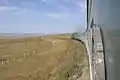 Tren chino K3 en el Transiberiano, en Mongolia.