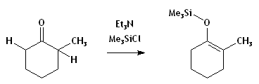 Deprotonación termodinámica de la 2-metilciclohexanona, con trampa para el enolato.