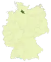 Map of Germany:Position of Hamburg highlighted