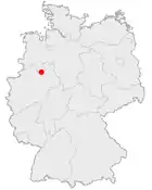 Deutschlandkarte, Position von Dissen am Teutoburger Wald hervorgehoben