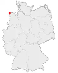 Deutschlandkarte, Position von Norderney hervorgehoben