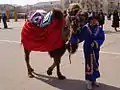 Niño kazajo con traje nacional celebrando Nauryz en Baikonur