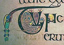 Una de las cientos de letras capitulares del Libro de Kells.