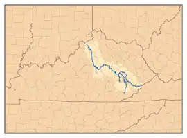 Río Kentucky, que fluye en dirección noroeste por el este del estado
