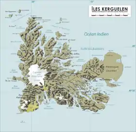 Mapa de las islas Kerguelen.