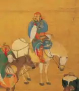 Kublai Khan cazando con halcón, en una pintura china ca. 1280.