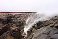 Cascada de Kinder con fuerte viento del oeste