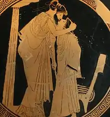 Beso entre erastés y erómeno (Siglo V a.C.).