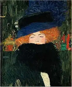 Dama con sombrero y boa de plumas, 1909, pintado inmediatamente después de Judit II.