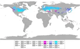 Clima continental templado en el mundo.