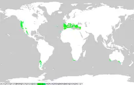 Localización de los distintos tipos de clima mediterráneo