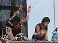 Krewella actuando en directo en mayo de 2012.