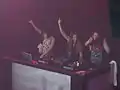 Krewella actuando en directo en noviembre de 2012.