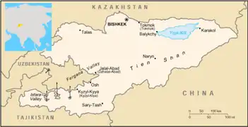 Mapa de Kirguistán.