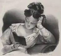 La Lectura. Dibujo de Nutting; publicó Annin & Smith-Senefelder Lithography, ca. 1830