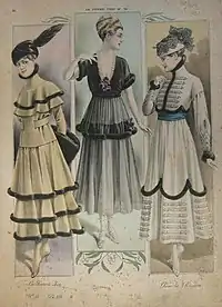 c.Modelos en un catálogo de moda femenina de 1915–1916.