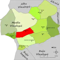 Localización en la comarca del Vinalopó Medio