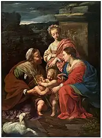 La Virgen y el Niño, con santa Isabel, san Juan Bautista y santa Catalina (Simon Vouet).