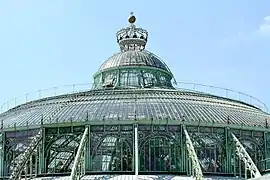 Laeken, exterior de la cúpula de la gran invernadero llamado los "Jardins d'hiver"