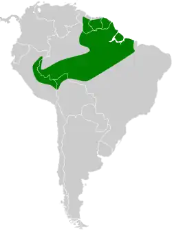 Distribución geográfica de la tangara piquirroja.