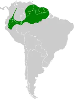Distribución geográfica de la tangara fulva.