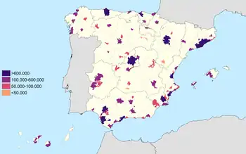 Principales áreas metropolitanas de España.