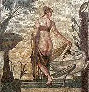 Leda y el cisne, en un mosaico romano (siglo III).