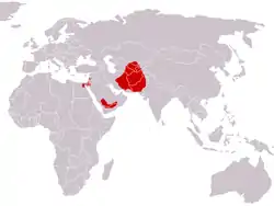 Distribución del zorro de Blanford