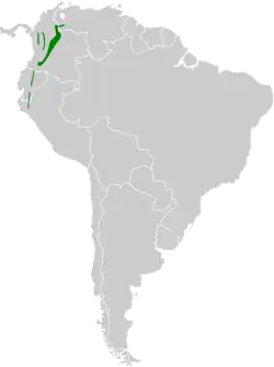 Distribución geográfica del orejero pechirrufo.