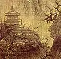 Detalle de un templo en una montaña, pintura de paisaje]de Li Cheng (919-967).
